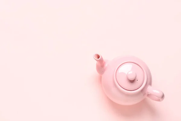 Κεραμική Τσαγιέρα Ροζ Φόντο — Φωτογραφία Αρχείου