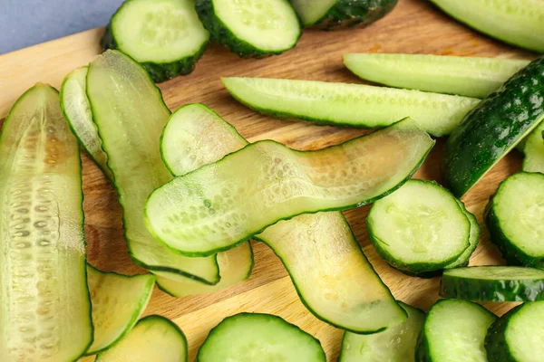 Slices Fresh Cucumber Table Closeup — Stock Photo, Image