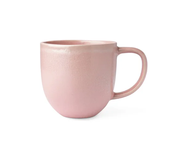 Розовая Чистая Керамическая Чашка Белом Фоне — стоковое фото