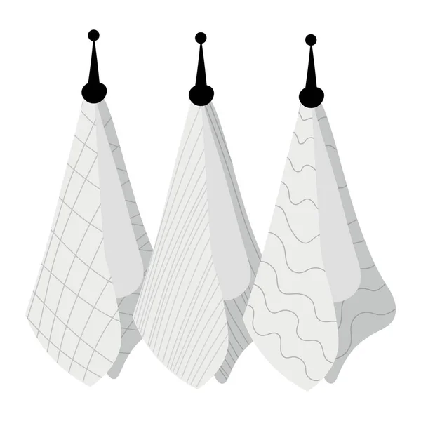 一套白色背景的悬挂厨房毛巾 — 图库矢量图片