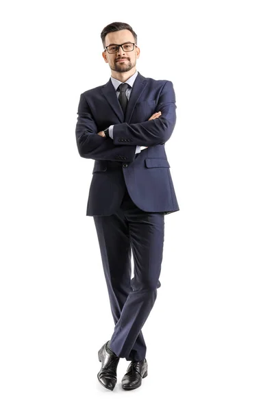 Handsome Businessman Eyeglasses White Background — Stock Photo, Image