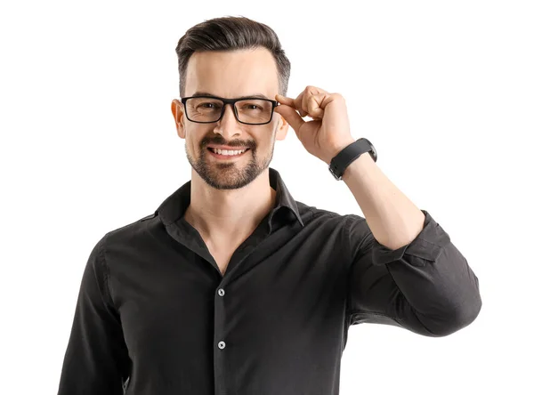Handsome Businessman Eyeglasses White Background — Stock Photo, Image