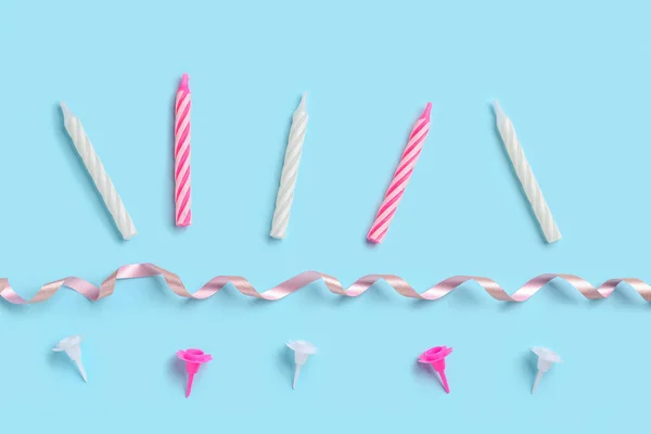 Stock image Birthday candles on blue background