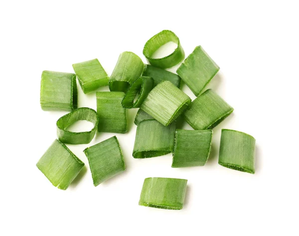 Heap Cut Green Onion White Background — Stock Photo, Image