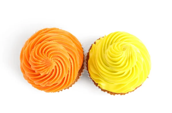 Tasty Colorful Cupcakes White Background — Stock Photo, Image