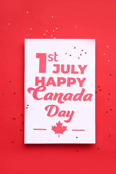 Tarjeta Con Texto Julio Feliz Día Canadá Estrellas Sobre Fondo —  Fotos de Stock