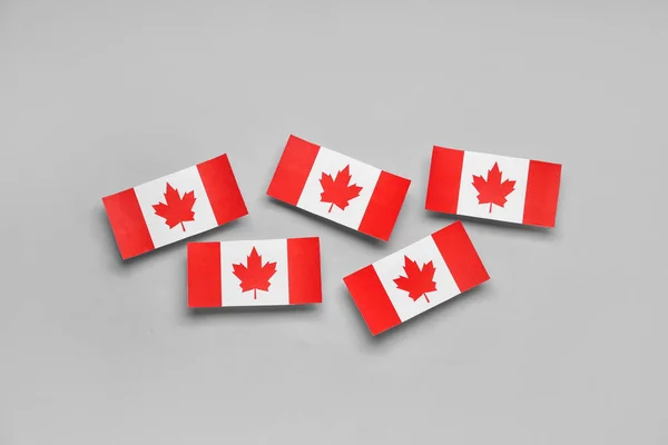 Banderas Papel Canadá Sobre Fondo Gris — Foto de Stock