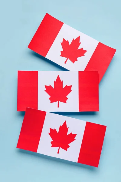 Paper Flags Canada Blue Background — Stock Photo, Image
