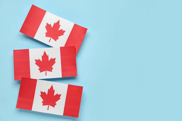 Paper Flags Canada Blue Background — Stock Photo, Image