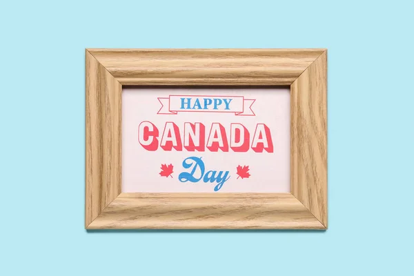 Marco Con Texto Feliz Día Canadá Sobre Fondo Azul —  Fotos de Stock