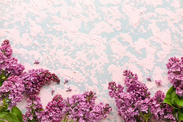 Blooming Lilac Flowers Colorful Grunge Background — Stock Photo, Image