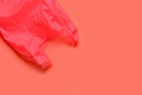 stock image Empty eco bag on color background