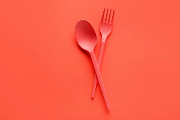 Cucchiaio Forchetta Sfondo Colori — Foto Stock