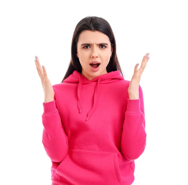 Angry Young Woman White Background — Stock Photo, Image