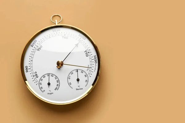 Aneroid Barometer Brown Background — Stock Photo, Image