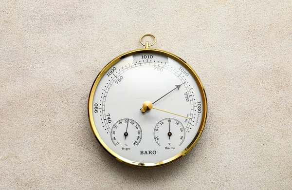 stock image Aneroid barometer on grey grunge background