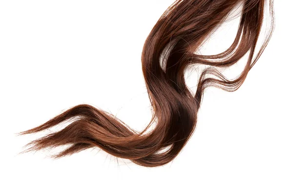 Welliges Braunes Haar Auf Weißem Hintergrund — Stockfoto