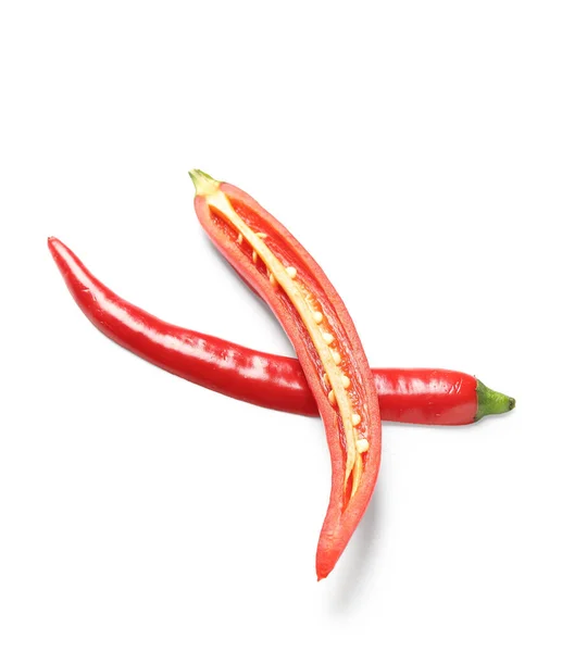 Sliced Fresh Chili Peppers White Background — Stock Photo, Image