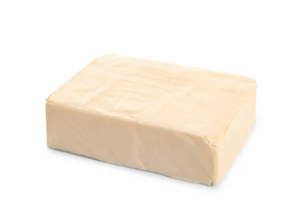 在白色背景上分离的加工奶酪 — 图库照片
