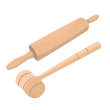 Beyaz arka planda tahta raptiye ve et çekici.