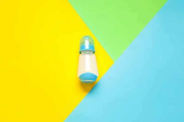 Bottle Milk Baby Color Background — Stock Photo, Image