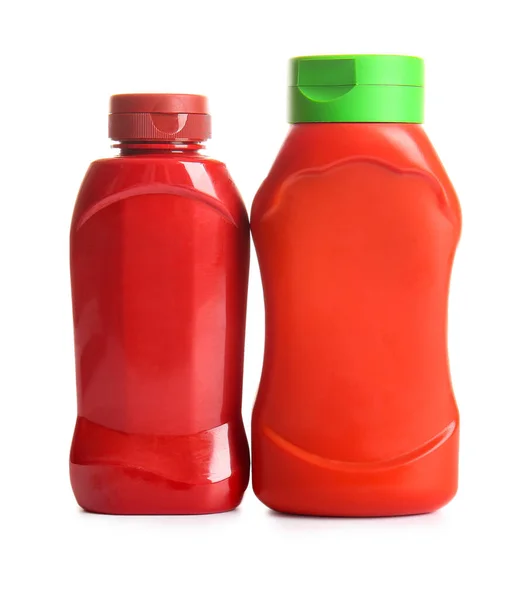 Пластикові Пляшки Кетчупу Білому Тлі — стокове фото