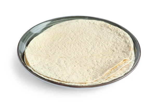 Plate Thin Lavash White Background — Stock Photo, Image