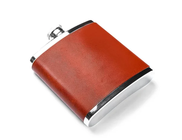 New Hip Flask Isolated White Background Stock Photo