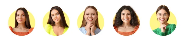 白い背景の幸せな女性のグループ — ストック写真