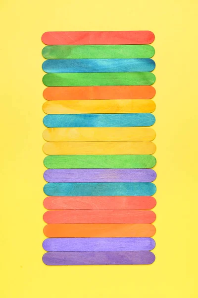 Colorful Ice Cream Sticks Beige Background — Stock Photo, Image