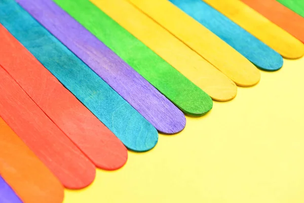 Colorful Ice Cream Sticks Beige Background Closeup — Stock Photo, Image