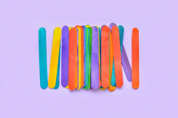 Colorful Ice Cream Sticks Purple Background — Stock Photo, Image