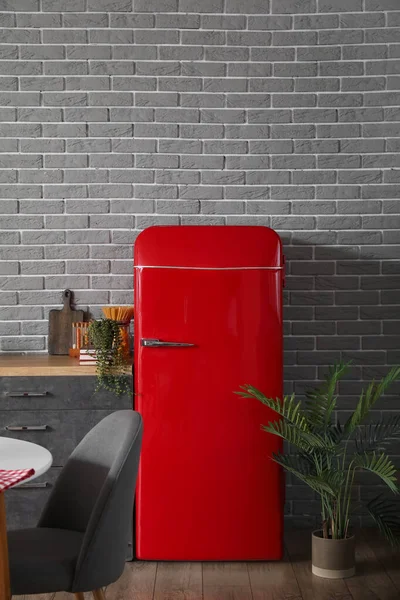 Stylish Refrigerator Interior Modern Kitchen — Stock Photo, Image