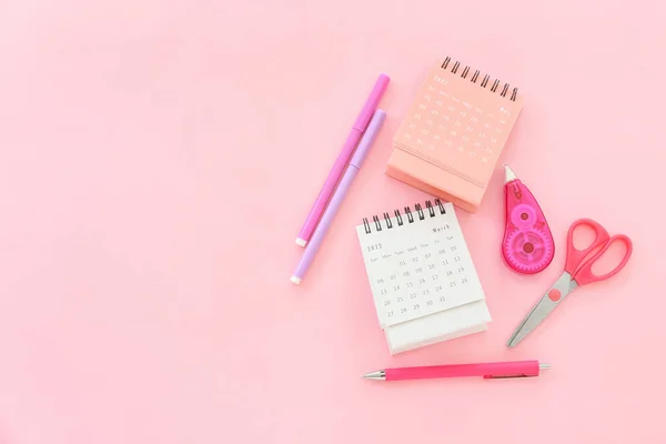 Flip Paper Calendars Stationery Pink Background — Stock Photo, Image