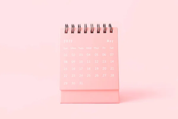 ピンクを背景に5月のはがき紙カレンダー — ストック写真