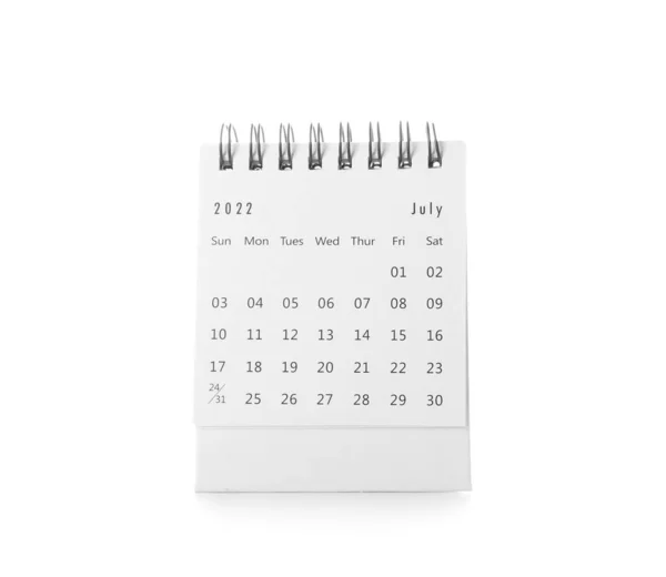 白を背景に7月のカレンダー — ストック写真