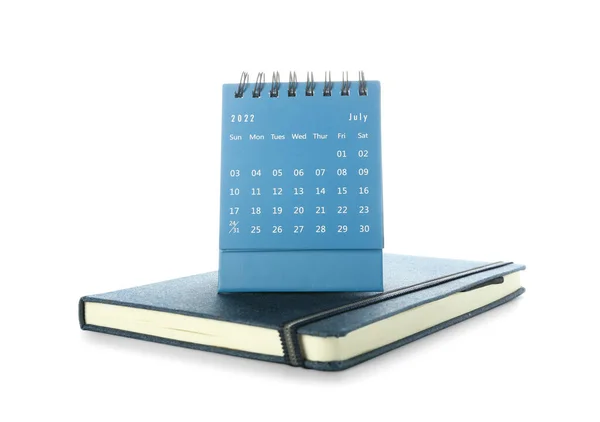 Flip Paper Calendar July Notebook White Background — Stock Photo, Image