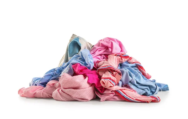 Stack Dirty Clothes White Background — Stock Photo, Image