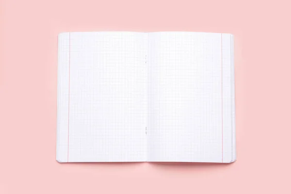 Blanco Copybook Pagina Roze Achtergrond — Stockfoto