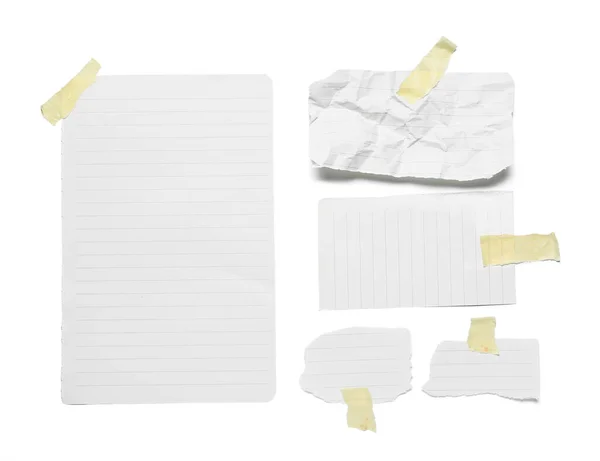 Fogli Carta Attaccati Sfondo Bianco — Foto Stock