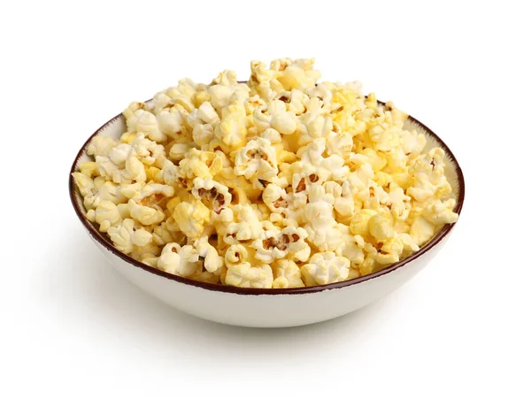 Bowl Crispy Popcorn White Background — Stock Photo, Image