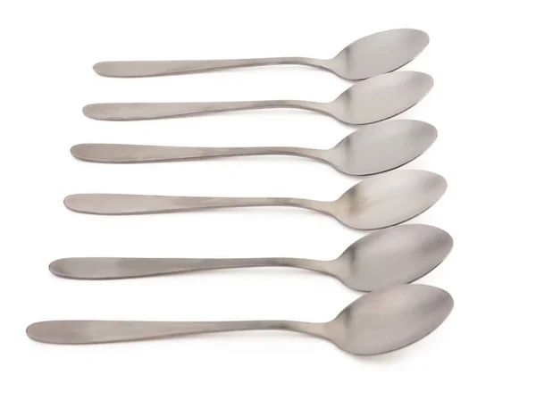 Stainless Steel Spoons White Background — Stock Photo, Image
