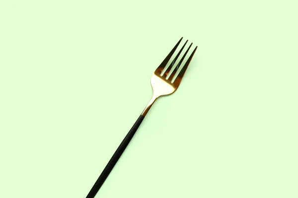 Stainless Steel Fork Green Background — Stock Photo, Image