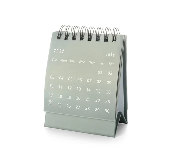 Flip Kalender Voor Juli Witte Achtergrond — Stockfoto