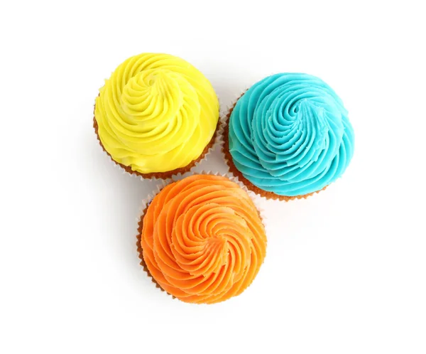 Tasty Colorful Cupcakes White Background — Stock Photo, Image