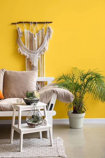 Interior Living Room Florariums Stepladder Couch — Stock Photo, Image