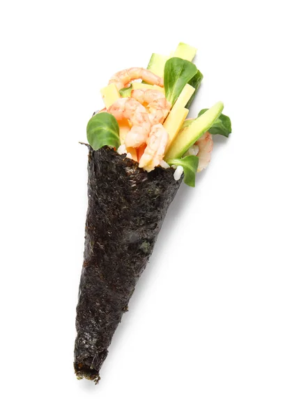 stock image Delicious sushi cone on white background