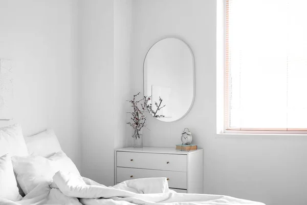 Interior Light Bedroom Mirror Commode — Stock Photo, Image