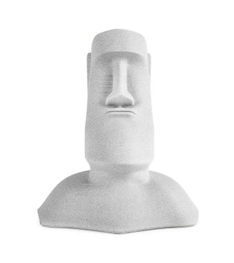 Beyaz arkaplanda dekoratif Moai heykeli