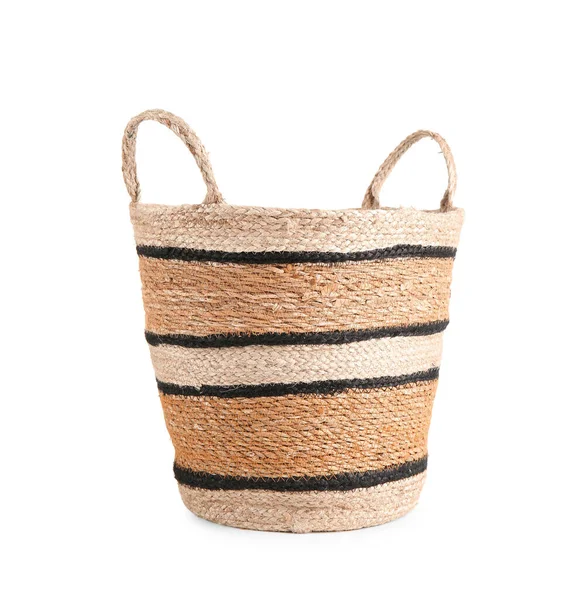 Wicker Basket White Background — Stock Photo, Image